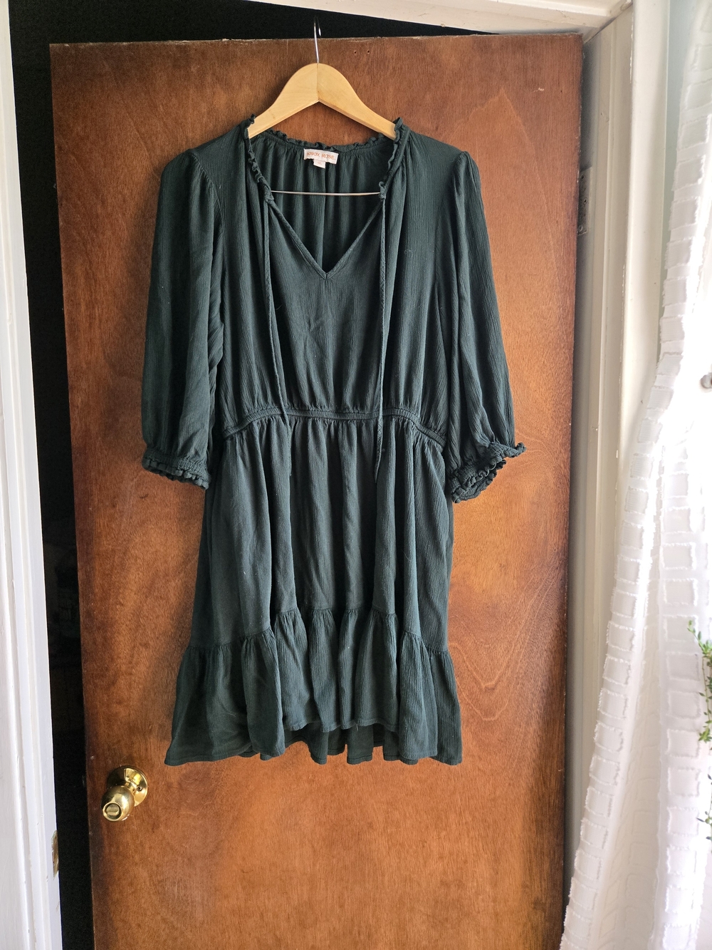 Knox Rose Bohemial Style Dark Green Textured Tiered Dress